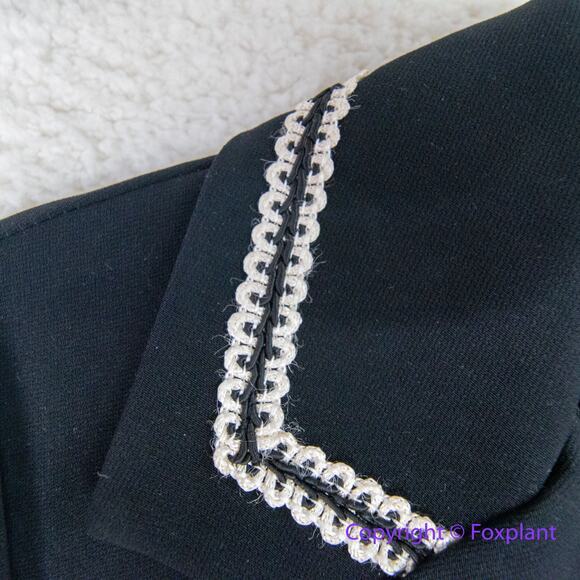 Vintage Lew Magram Collection Blazer Sz 10 Black Gold Buttons Chain Military - Picture 6 of 12